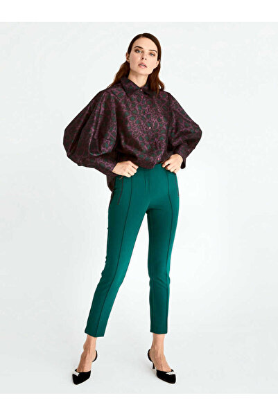 Roman Fermuar Detaylı Kadın Pantolon Yeşil k2012001_012