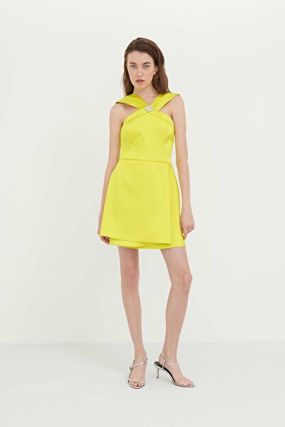 Roman Çapraz Askılı Abiye Elbise Sarı Y2311502_009