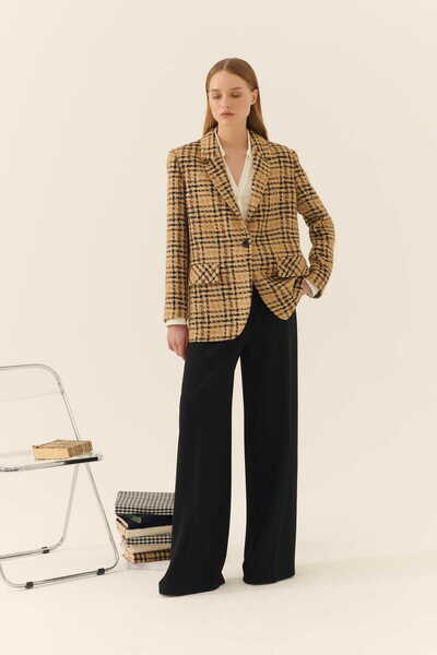 Roman Ekoseli Tüvit Kadın Ceket Standart Renk Y2316035_089