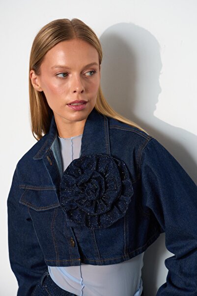 NOK İSTANBUL Nok Classic Signature Bloom Denim Ceket DARK BLUE