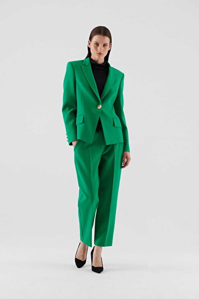 Roman Tek Düğmeli Ceket Yeşil K2336004_012