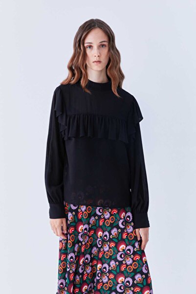 Roman Volanlı Bluz Siyah K2233001_001