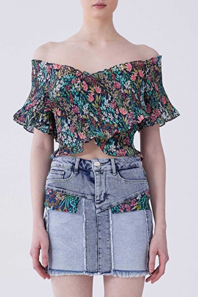 Roman Gipeli Empirme Desen Bluz Standart Renk Y2113097_089