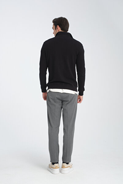 Frappoli Φούτερ Unisex Regular Fit Βαμβακερό κυψελωτό πλεκτό με μισό φερμουάρ με γιακά