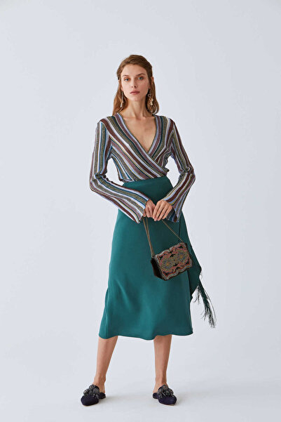 Roman Yan Detaylı Etek Yeşil K2015056_012