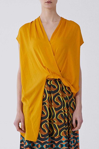 Roman Anvelop Yaka Bel Detaylı Bluz Safran Y2113090_041