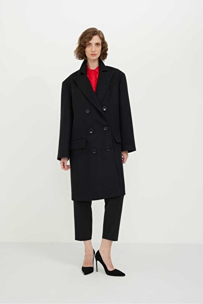 Roman Kruvaze Erkek Yaka Kaban Siyah K2319017_001