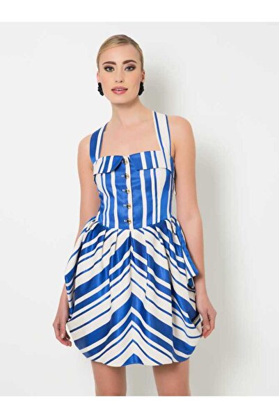 Roman Mini Boy Askılı Elbise Saks Y1521016_021