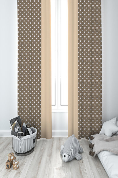 BAMBAŞKA MODA ДИТЯЧА ТА ДИТЯЧА КІМНАТА Жовті сірі хмари з візерунком 2-стулко...