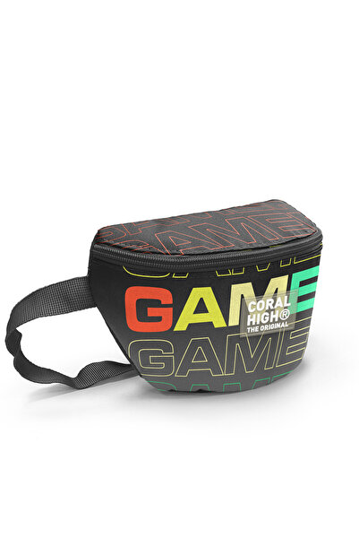 Coral High Siyah Gri Gamer Desenli Bel Çantası 11548