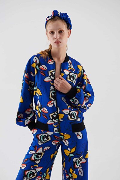 Roman Desenli Bomber Kadın Mont Standart Renk K2317518_089