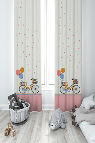 BAMBAŞKA MODA ДИТЯЧА ТА ДИТЯЧА КІМНАТА 2-крила завіса з малюнком велосипеда т...