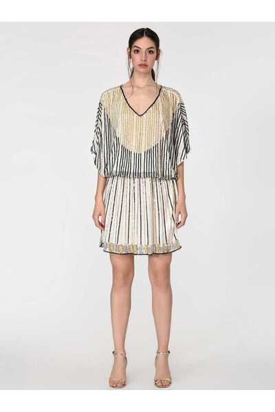 Roman Gold İşlemeli Gece Elbisesi Standart Renk Y1962111_089