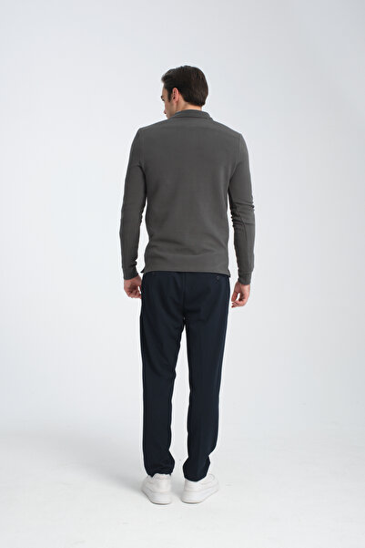 Frappoli Ανδρικό φούτερ με μοτίβο με κανονική εφαρμογή με χοντρό γιακά πόλο