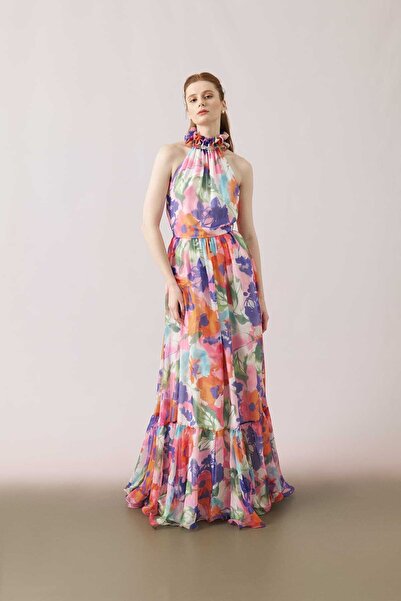 Roman İpek Maksi Boy Elbise Standart Renk Y2411322_089