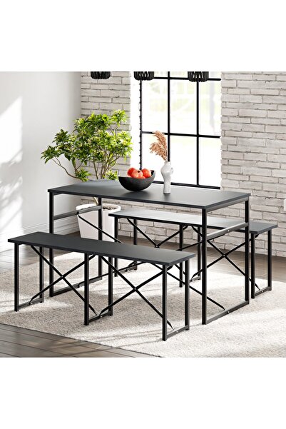 eportatif Masa Takımı Bench Bank Masa Seti 120x60 Masa Mutfak Masası Yemek Ma...