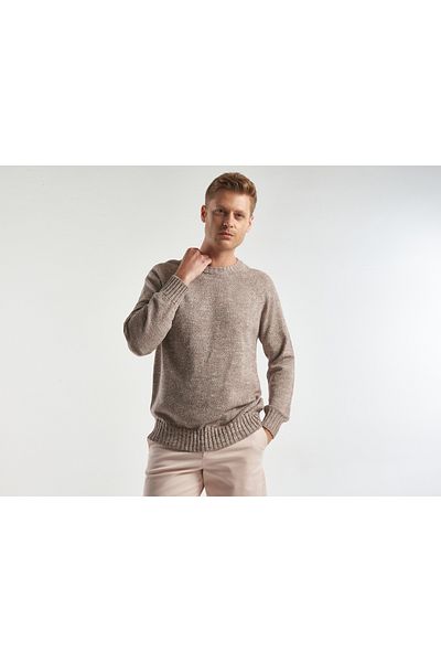 United Colors of Benetton Men's Beige Cotton Blended Crew Neck Sweater