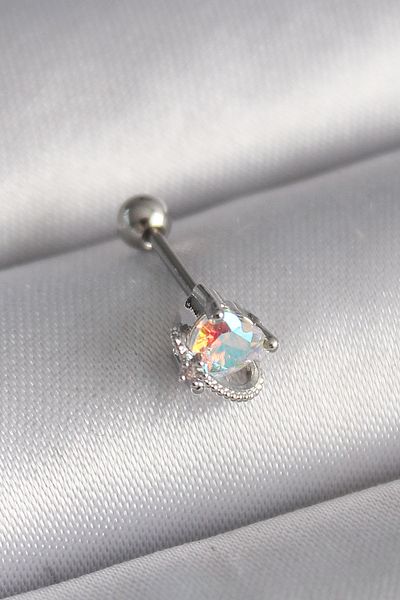 Clariss 316L Steel Silver Color Zircon Stone Heart Tragus Piercing