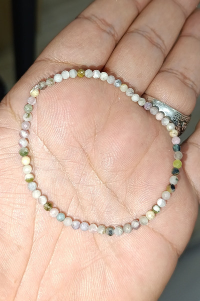 TAŞÇIZADE Tourmaline Stone 3 mm Facet Cut Natural Stone Bracelet
