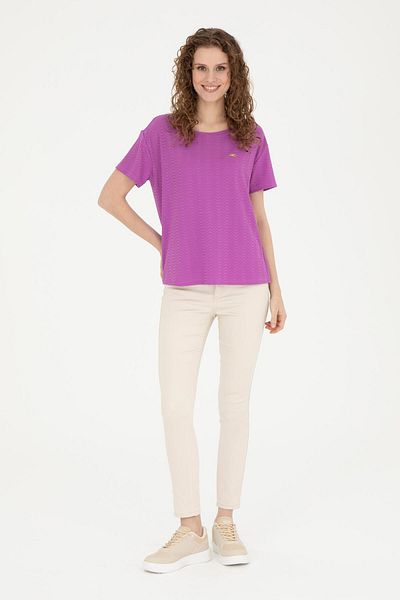 U.S. Polo Assn. Tricou mov cu gât crew pentru femei 1826502