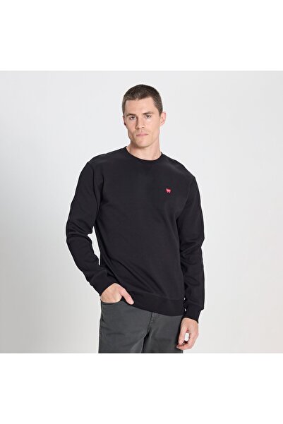 WRANGLER Φούτερ με κανονική εφαρμογή Kesim Bisiklet Yaka Siyah