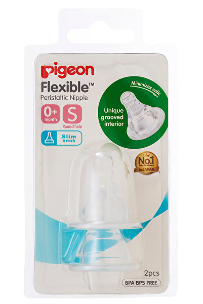 Pigeon حلمة سيليكون عريضة العنق من سوفتاتش بيريستالتيك بلس، 0+ أشهر، شفافة