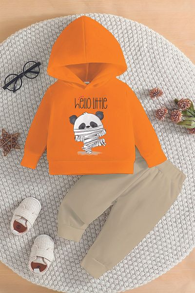 ADABEBEK New Season Hello Little Panda Printed Bottom Top Baby Suit 22410