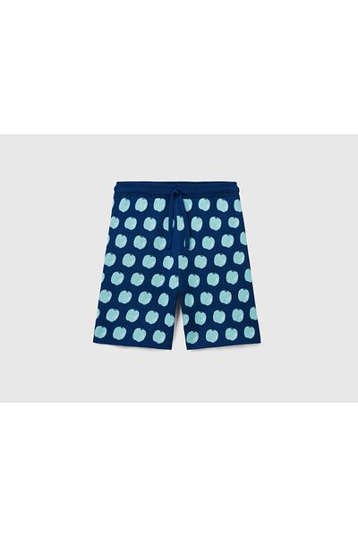 United Colors of Benetton Herren-Shorts aus Baumwollstrick mit Fruchtmuster im Mix