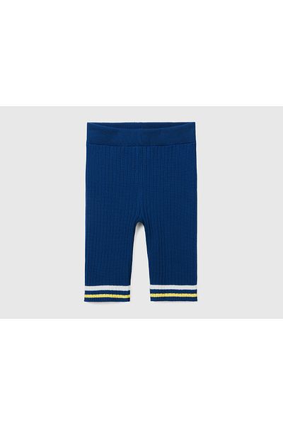 United Colors of Benetton Marineblaue, gestreifte Bermuda-Strickstrumpfhose für Damen