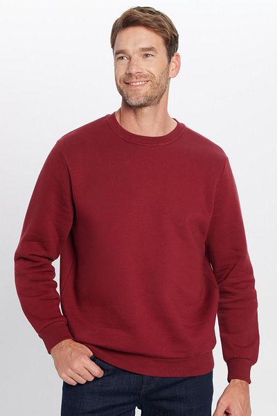 Tudors Unisex Oversize Φαρδύ βαμβακερό φούτερ με απαλή υφή Basic Claret Red Crew Neck με φλις εσωτερικά