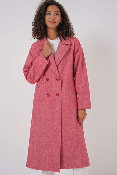 Bigdart 9113 Modell – Roter, übergroßer, langer, karierter Wollmantel