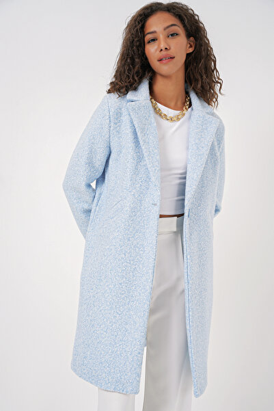 Bigdart 9082 Oversize kašmírový kabát - modrý