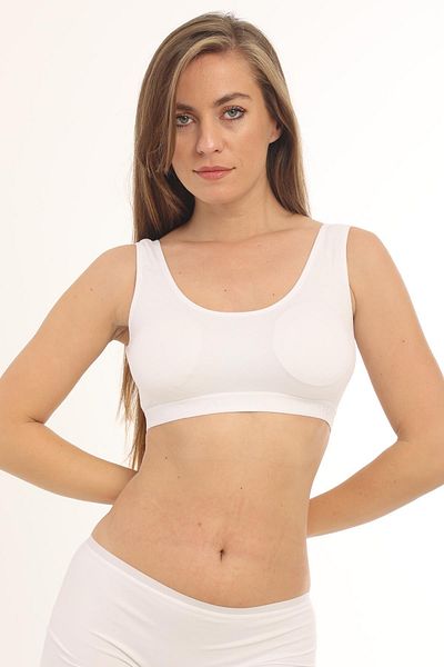 Arma Yıldız Women's Bamboo Rope Strap Removable Pad Half Undershirt White 2 Pack
