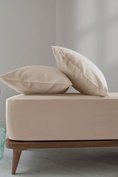 İssimo Home Simply Orchid Beige Cotton Satin Fitted Set 100*200/50*70