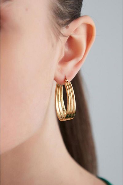 OQQO Triple Row Oval Hoop Earrings