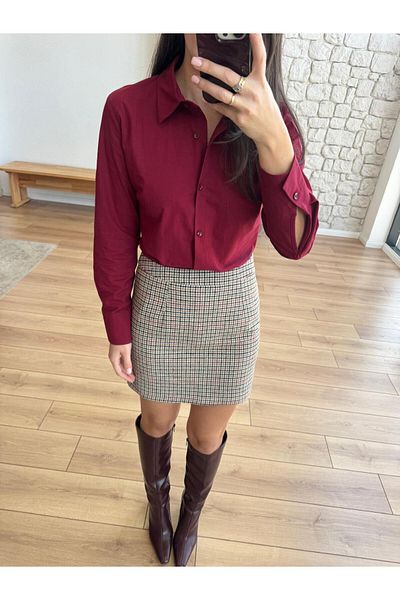 perastore Slim Fit Burgundy Shirt