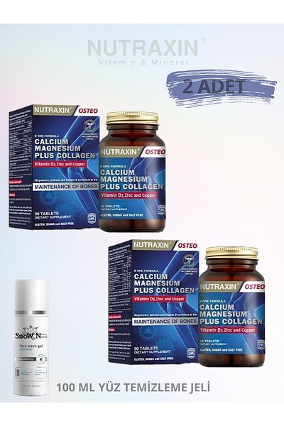 Nutraxin B-One Formula - Calcium, Magnesium and Collagen Food Supplement (2 Pcs) 1X100Ml Facial Cleanser