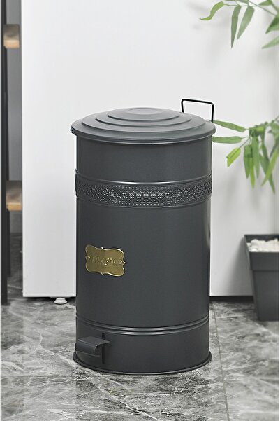 Milenay Metal 30lt Vintage Dizayn Pedallı Yanmaz Çöp Kovası, İç Poşet Kullanı...