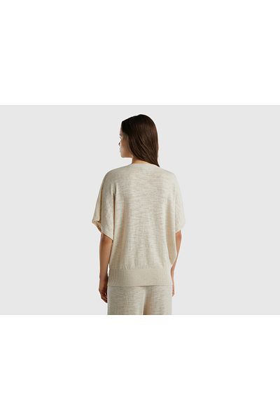 United Colors of Benetton Damen-Pullover mit Vanille-Kimona-Ärmeln