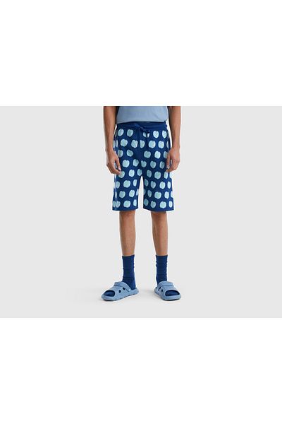 United Colors of Benetton Herren-Shorts aus Baumwollstrick mit Fruchtmuster im Mix