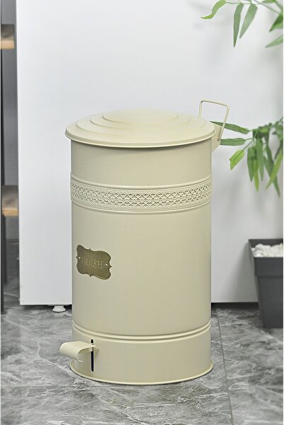 Milenay Metal 30lt Vintage Dizayn Pedallı Yanmaz Çöp Kovası, İç Poşet Kullanı...