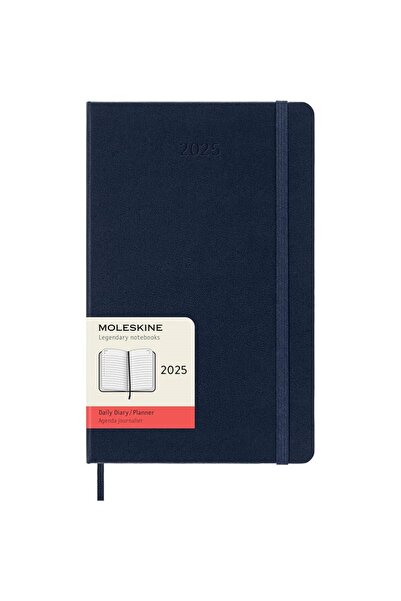 Moleskine أجندة يومية باللون الأزرق الياقوت - 12 شهرًا، طول L 13x21 سم، غطاء صلب