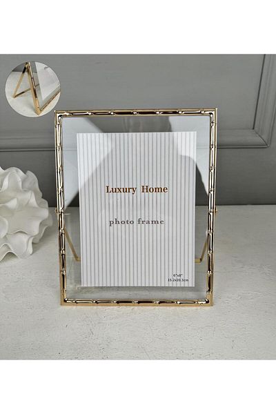 PEKİBU 15x20 CM Μπαμπού Μοτίβο Πολυτελές Μεταλλικό Καρφί - Χρυσό