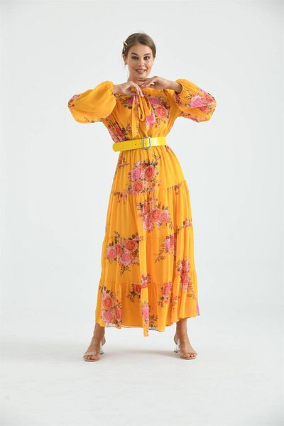 Garmi Rochie galbenă din șifon de mătase