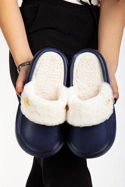 PLN SHOES Eva Sole Soft Silent Αποσπώμενες Γούνινες Χειμερινές Παντόφλες Σπιτιού