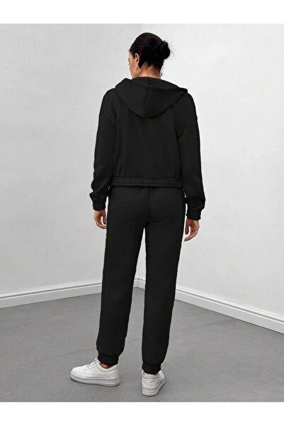 LUMİZA Női 2 részes fekete-szürke elasztikus szárú melegítőnadrág