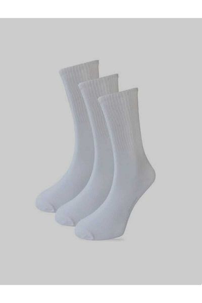 Moda stone 3Pcs Plain White-Black Patternless Long Throat Unisex Tennis Socks