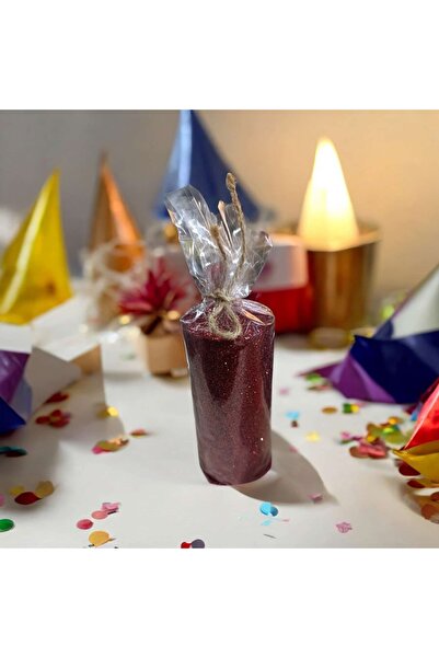 ÇEÇEN HOME Simli  Beton Döküm Silindir Mum 10x4