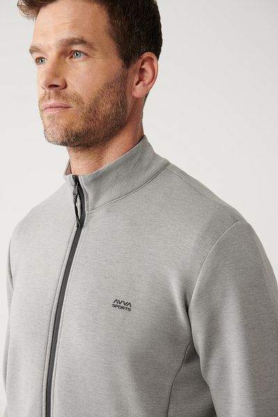 Avva Men's Gray Soft Touch Stand Collar Sweatshirt A32Y1203