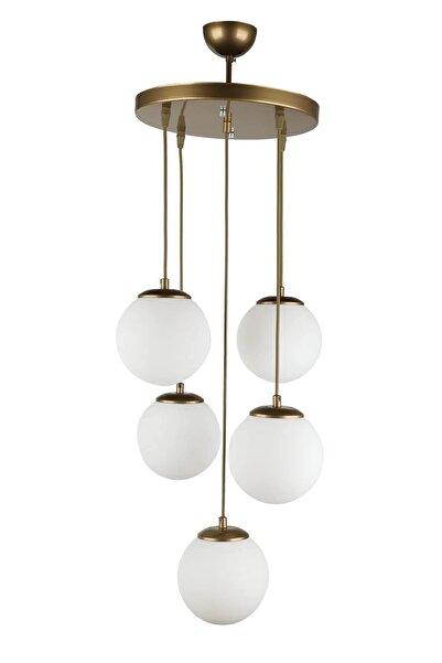 OSC HOME AYDINLATMA TASARIM Spor Rustik avize 5 li  beyaz cam eskitme boya